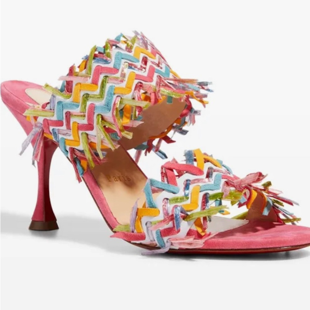 Christian Louboutin Shoes Christian Louboutin Meroine Fringe Raffia Mules